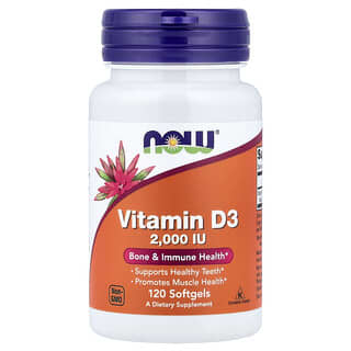 NOW Foods, Vitamin D3, 2,000 IU, 120 Softgels