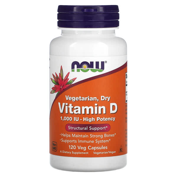 NOW Foods, Vegetarian Dry Vitamin D, 1,000 IU, 120 Veg Capsules