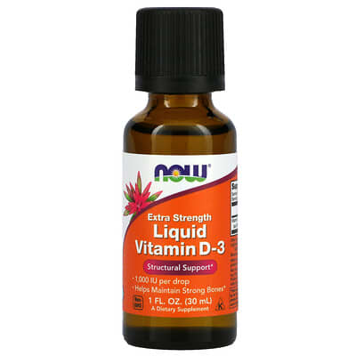 NOW Foods, Liquid Vitamin D-3, Extra Strength, 1,000 IU, 1 fl oz (30 ml)