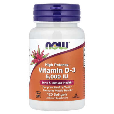 NOWFoods,VitaminD-3,HighPotency,5,000IU,120Softgels