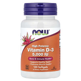 NOW Foods, Vitamin D-3, High Potency, 5,000 IU, 120 Softgels