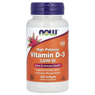 NOW Foods, Vitamin D-3, High Potency, 1,000 IU, 360 Softgels
