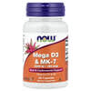 NOW Foods, Mega D-3 e MK-7, 60 Cápsulas