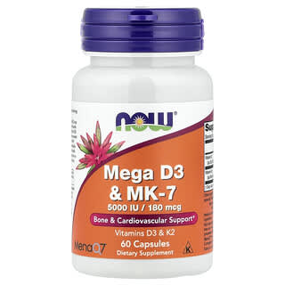 NOW Foods, мега D3 и MK-7, 60 капсул