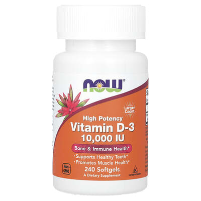 Norland NOW Foods, Vitamin D-3, High Potency, 10,000 IU, 240 Softgels supplement Uganda UGX 66462