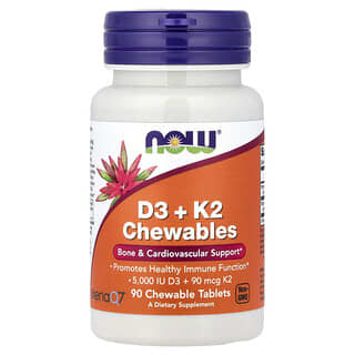 NOW Foods, D3 + K2 Chewables, 90 Chewables Tablets