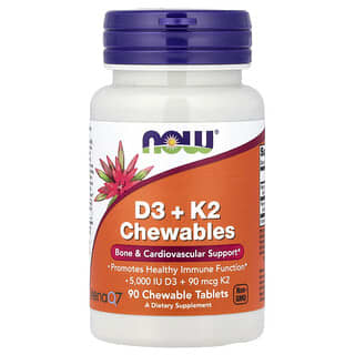 NOW Foods, D3 + K2 Chewables, 90 Chewables Tablets
