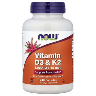 NOW Foods, Vitamin D3 & K2, 240 Capsules
