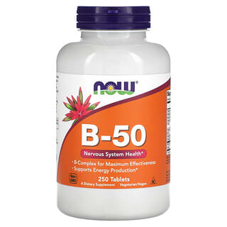 NOW Foods, B-50, добавка с витаминами группы В, 250 таблеток