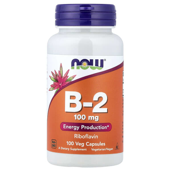 NOW Foods B-2, 100 mg, 100 Veg Capsules