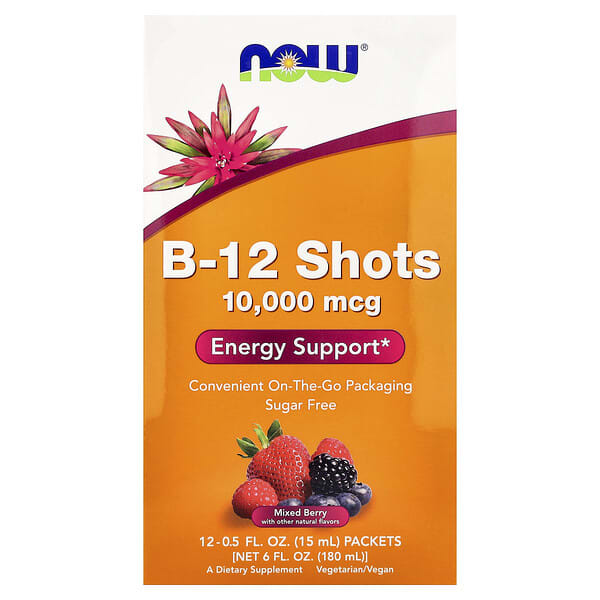 NOW Foods, B-12 注射液，雜莓味，12 包，每包 0.5 液盎司（15 毫升）