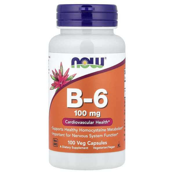 NOW Foods, B-6, 100 mg, 100 Veg Capsules