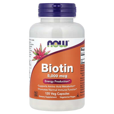 NOW Foods, Biotin, 5,000 mcg, 120 Veg Capsules