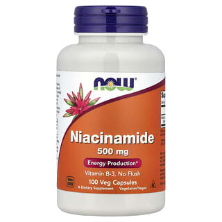 NOW Foods, Niacinamida, 500 mg, 100 cápsulas vegetales