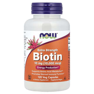 NOW Foods, Biotin, Extra Strength, 10 mg (10,000 mcg), 120 Veg Capsules