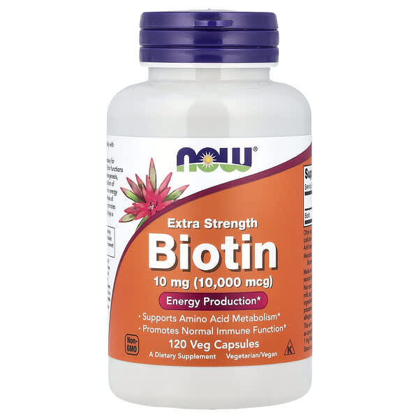 NOW Foods, Biotin, Extra Strength, 10 mg (10,000 mcg), 120 Veg Capsules
