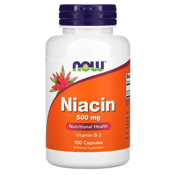 NOW Foods, Niacina, 500 mg, 100 cápsulas