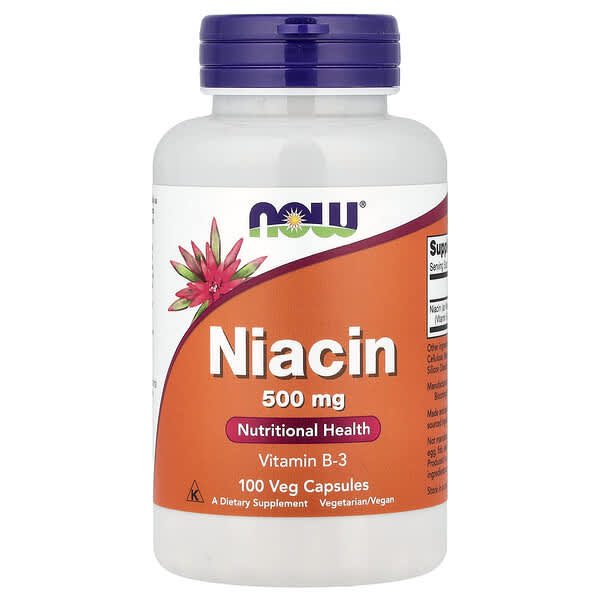 NOW Foods（ナウフーズ）, ナイアシン、500mg、ベジカプセル100粒