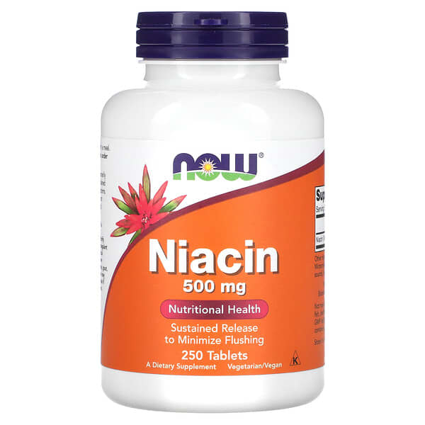 NOW Foods, ниацин, 500 мг, 250 таблеток