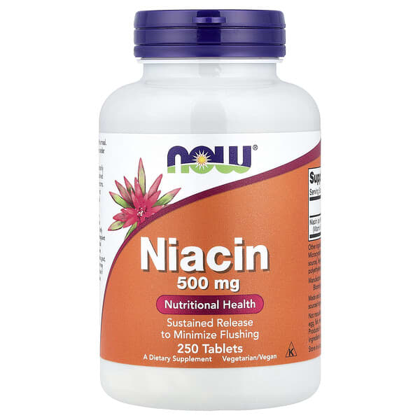 NOW Foods, Niacin, 500 mg, 250 tabletter