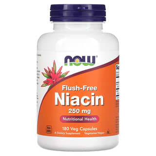 NOW Foods, Niacina antienrojecimiento, 250 mg, 180 cápsulas vegetales