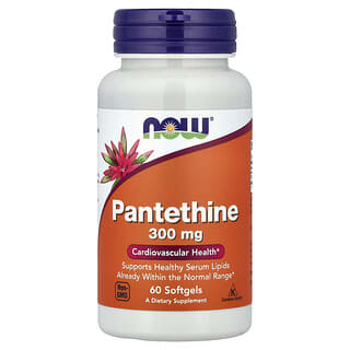 NOW Foods, Pantetina, 300 mg, 60 cápsulas softgel