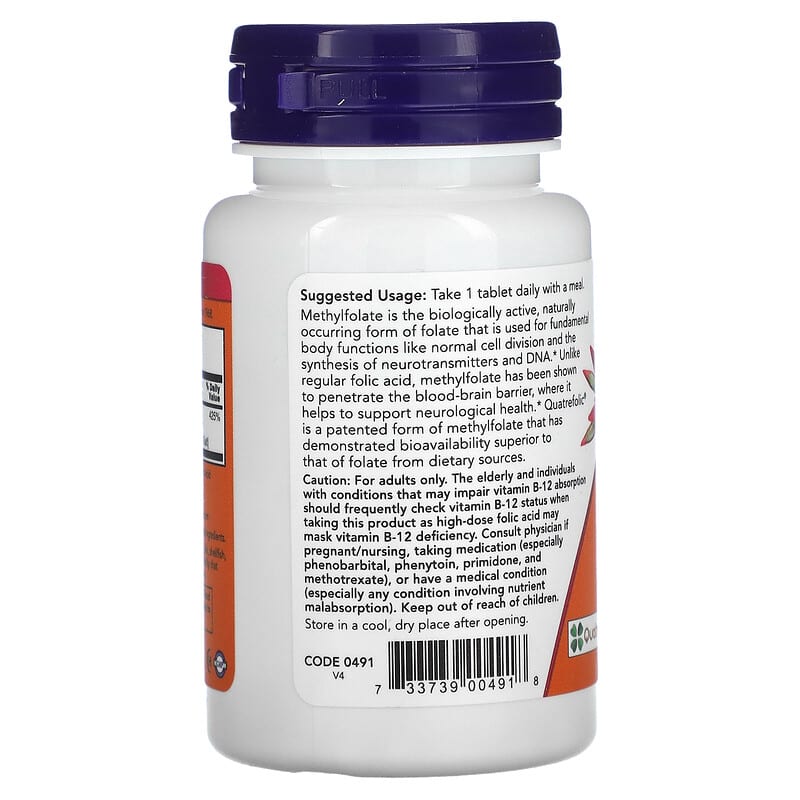 Купить NOW Foods, метилфолат, 1000 мкг, 90 таблеток