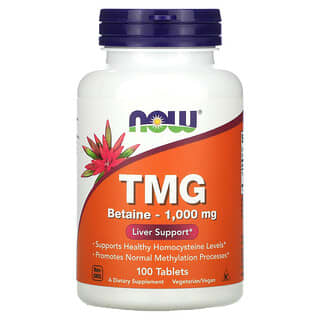 Now Foods, TMG, 1.000 mg, 100 Comprimidos