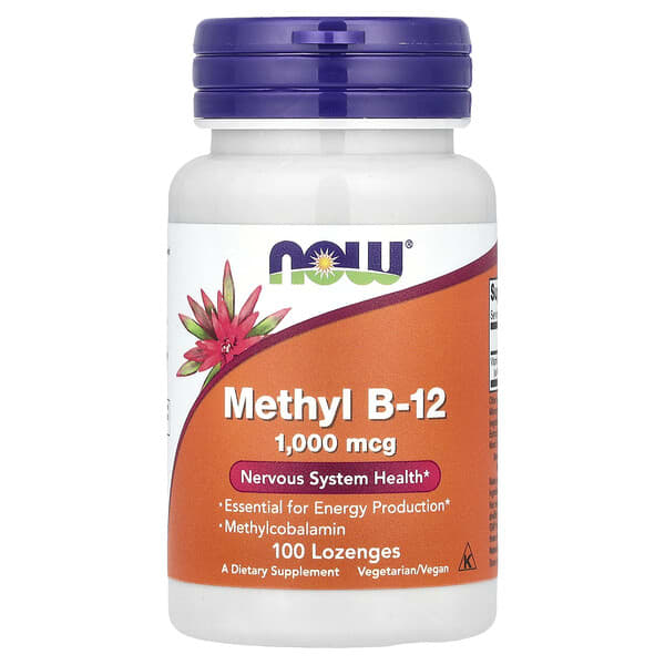 NOW Foods, Metil B-12, 1.000 mcg, 100 Permen Pelega Tenggorokan