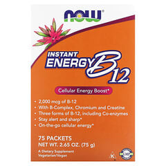 NOW Foods, Instant Energy B12, 2000 mcg, 75 sobres, 1 g (0,035 oz) cada uno