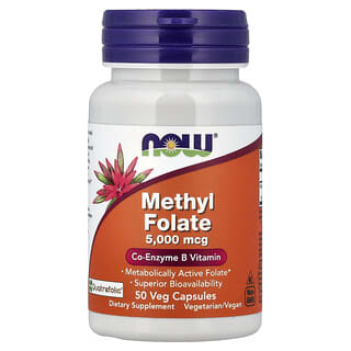 NOW Foods, Methylfoliumzuur, 5.000 mcg, 50 vegetarische capsules