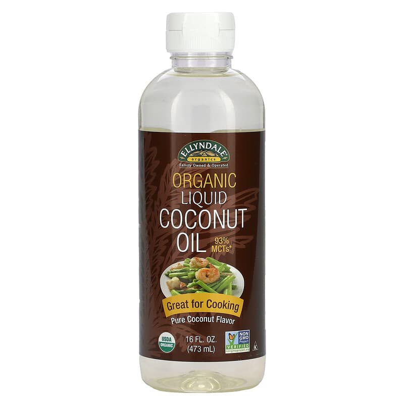 Ellyndale Organics, Huile de noix de coco liquide biologique, Noix de coco  pure, 473 ml