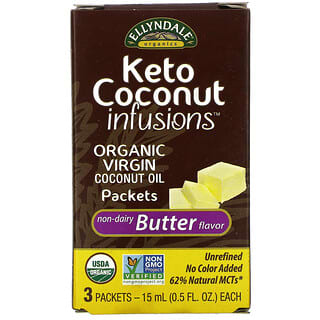 NOW Foods, Ellyndale Naturals（エリンデールナチュラルズ）、ケトココナッツインフュージョン、乳成分を含まないバター風味、3パック、各15ml（0.5fl oz）