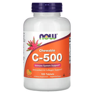 NOW Foods, C-500 в жевательных таблетках, с апельсиновым вкусом, 100 таблеток