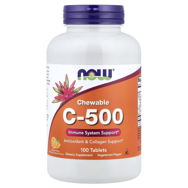 NOW Foods, Vitamin C-500, Chewable, Orange, 500 mg, 100 Tablets