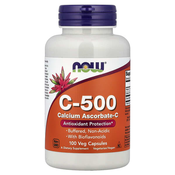 NOW Foods C-500, Calcium Ascorbate-C, 100 Veg Capsules