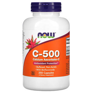 NOW Foods, C-500, Ascorbato de calcio-C, 250 cápsulas