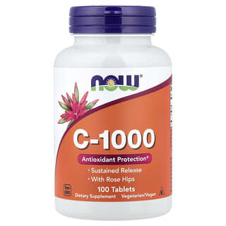 NOW Foods, Vitamina C-1000 con rosa mosqueta, 100 comprimidos