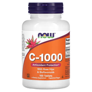 NOW Foods, C-1000, с шиповником и биофлавоноидами, 100 таблеток