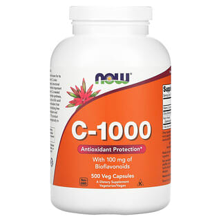 NOW Foods, C-1000, витамин С, 500 вегетарианских капсул
