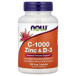 NOW Foods, C-1000 Zinc & D-3, 100 Veg Capsules