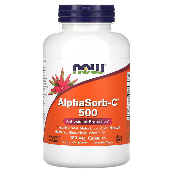 NOW Foods, AlphaSorb-C 500 緩衝維生素 C，180 粒素食膠囊