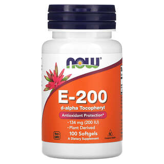 NOW Foods, E-200, 134 mg (200 UI), 100 cápsulas blandas