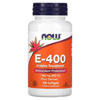 NOW Foods, E-400, 268 mg (400 UI), 100 cápsulas blandas
