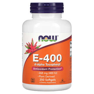 Now Foods, Natural E-400, 268 mg, 250 Cápsulas Softgel
