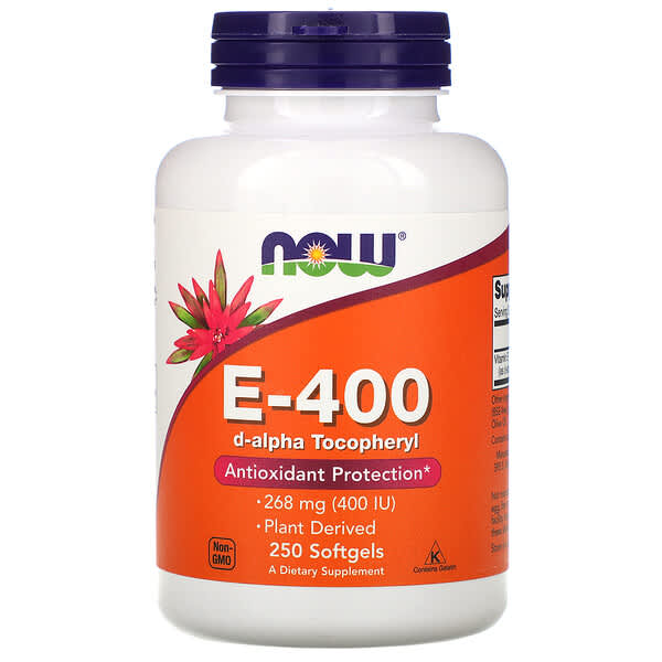 NOW Foods‏, E-400 טבעי, 268 מ"ג, 250 כמוסות רכות