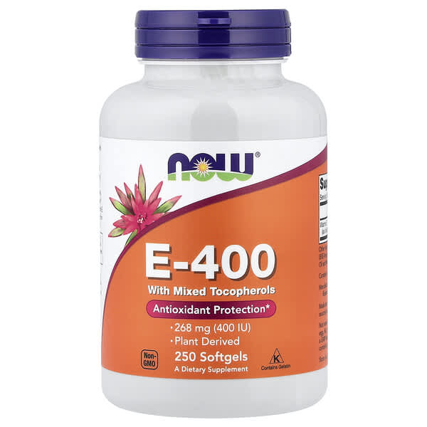 NOW Foods E-400 with Mixed Tocopherols, 268 mg (400 IU), 250 Softgels