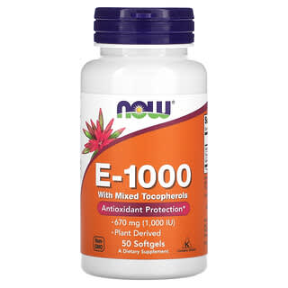 NOW Foods, E-1000 with Mixed Tocopherols, 670 mg (1,000 IU), 50 Softgels