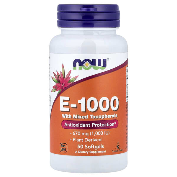 E-1000 with Mixed Tocopherols, 670 mg (1000 IU), 50 Softgels