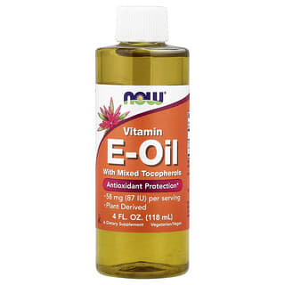 NOW Foods, Vitamin E Oil with Mixed Tocopherols, 58 mg (87 IU), 4 fl oz (118 ml)
